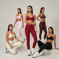 Set Yoga Ukuran Besar Logo Kustom Solid, Cepat Kering, Bernapas, Modis, 2 Potong, Bahan Spandex/Nilon, Pakaian Olahraga Wanita untuk Fitness Gym