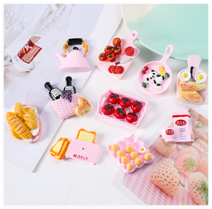 Ornement de mariage enfants jouet 3D figure nourriture sucrée dessert beignet gâteau résine macaron théière assiette pain pile beignet Hambourg gâteau - Product Image 3