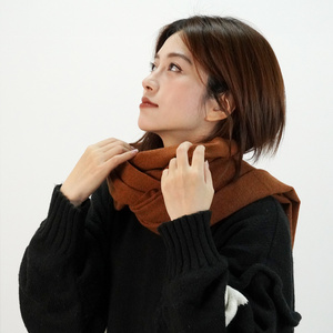 Bufanda de punto Pashmina larga de otoño para mujer, elegante Cachemira de imitación suave con borlas lisas personalizadas, chal cálido al por mayor para damas - Product Image 4