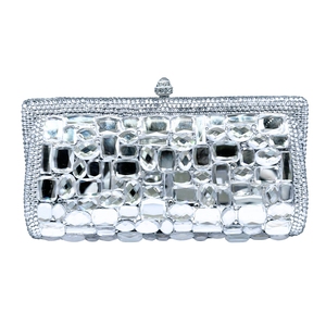 Bolso de noche transparente de cristal para mujer, elegante bolso de mano con gemas, bolso para ocasiones formales con cadena extraíble - Product Image 2