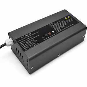 Electric vehicle <b>battery</b> charger unit with durable metal casing power <b>cable</b> and safety labeling for efficient charging - Product Image 1