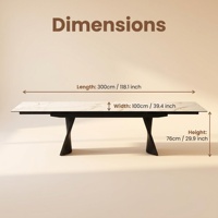 Table à manger extensible en céramique importée avec plateau en verre, 8-10 places, moderne, stable, facile à nettoyer, meubles de salle à manger pour la maison et les restaurants