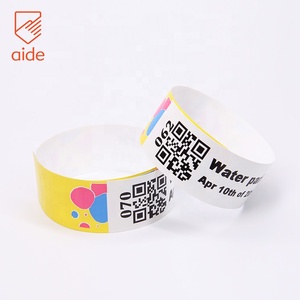 방수 일회용 사용자 정의 로고 QR 코드 인쇄 공원 콘서트 열 팔찌 종이 팔찌 - Product Image 5