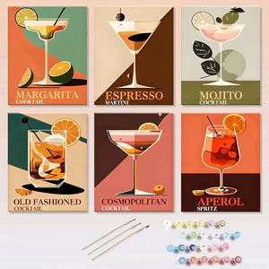 Kit de pintura al óleo DIY de naturaleza muerta con copa de vino, paquete de <span class=keywords><strong>6</strong></span>, pintura por números en mini lienzo, suministros de arte acrílico, Dropshipping - Product Image 1