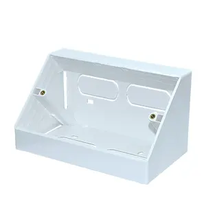 Promotion 2 Gang Bottom Box XJY-8080073 45 Grad Oberflächen montage Kunststoff Back Box 86x176x73mm Open Mount elektrische Desktop-Box