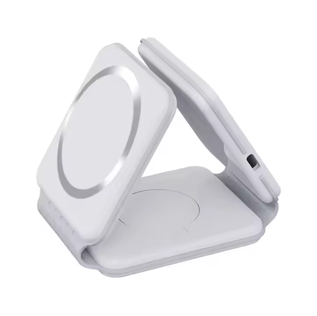 High Quality 15W Compact Portable Folding Charger Desktop 3-in-1 Magnetic Suction Mobile Phone Headphone Wireless Charging Stand