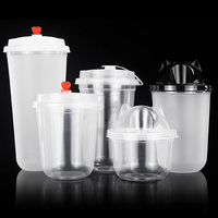 Contenants d'emballage de 22 oz, gobelet en plastique jetable, gobelet à vin, gobelet à bingsu, gobelet à crème glacée, gobelet à yaourt à la noix de coco, gobelet à dessert en forme de cœur avec couvercle et cuillères
