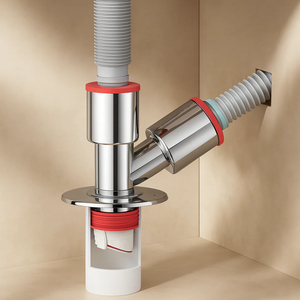 Desagüe de Suelo Moderno de 4 Pulgadas con Tres Cabezas, de Plástico Pulido, con Junta Desodorizante para Cocina y Baño - Product Image 1