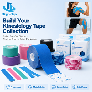 Bande <span class=keywords><strong>de</strong></span> kinésiologie sportive Xingda personnalisée avec logo imprimé, multicolore, 5 cm x 5 m, en coton, pour la thérapie physique et l'<span class=keywords><strong>adhesif</strong></span> musculaire corporel - Product Image 1