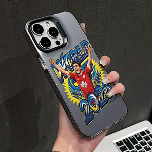 Coque <span class=keywords><strong>de</strong></span> téléphone Football 2026 style <span class=keywords><strong>BD</strong></span> motif joueur, étui TPU noir mat antichoc pour iPhone 17 16 15 14 13 Pro Max - Product Image 2