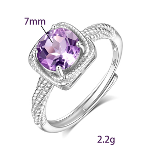 9 High Quality 925 Silver Gold Plated Twisted <b>Adjustable</b> <b>Rings</b> with 7mm Round Cut Natural Stone Anti Tarnish Jewel For Women - Product Image 6