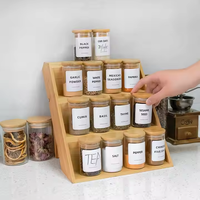Bouteille d'épices de stockage à chaud en ligne, étagère, couvercle en bois, bocal à vis en verre, bocal à épices avec couvercle en bambou