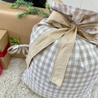 Sac de Noël en toile gingham pour sublimation, idéal pour les cadeaux et les bonbons des enfants (vente en gros)