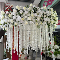 ZKAI Décoration de plafond de salle de mariage de luxe, anneau floral suspendu en fleurs artificielles blanches en soie, toile de fond florale