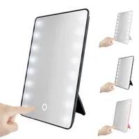 Vente en gros DIY logo forme carrée dames miroir mode femmes piles 16 led écran tactile table miroir de maquillage