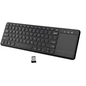 2.4GHz无线剪刀脚键盘，适用于电脑谷歌智能电视，内置大尺寸触摸板鼠标和多媒体键