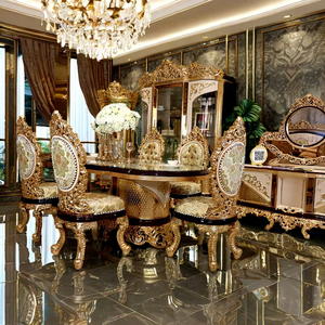 Juego de Comedor Rectangular Moderno de Lujo para 8 Personas con 6 Sillas de Madera Maciza y Tela en Tamaños Personalizados para Muebles del Hogar y Hotel - Product Image 1