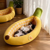 Coussin pour animaux de compagnie en forme de banane, personnalisé, fantaisie, en peluche à carreaux, pour chiens de petite et moyenne taille, chiots et chatons - Vente en gros