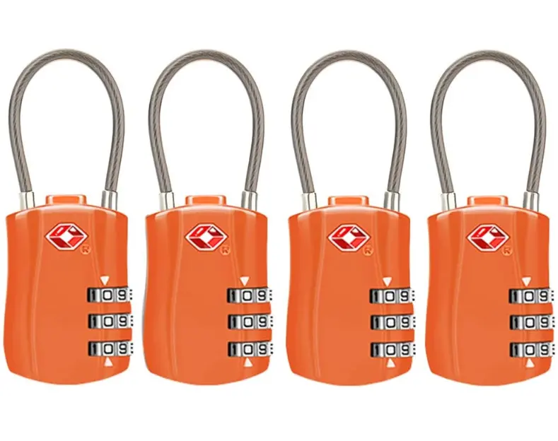 Orange Couleur Valises TSA cadenas Approuvé Voyage Combinaison Câble Bagages Serrures