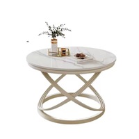 Table basse moderne portable en métal avec plateau en marbre, légère, luxueuse, durable, écologique, mobile, pour salon et chambre à coucher