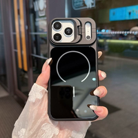 Étui de téléphone antichoc en TPU+PC translucide givré avec anneau magnétique pour 16 17 Pro Max, style INS