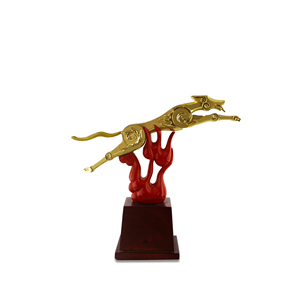 Trophée personnalisé du signe du zodiaque, chien porte-bonheur, gravé au laser, alliage doré, base en <span class=keywords><strong>bois</strong></span>, <span class=keywords><strong>statue</strong></span> durable, 190 mm, sérigraphie <span class=keywords><strong>pour</strong></span> promotion - Product Image 2