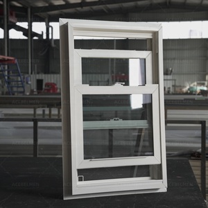 หน้าต่างบานเลื่อนคู่แบบแขวนคู่ของอเมริกันเฮาส์ วัสดุไวนิล UPVC พร้อมมุ้งลวดไฟเบอร์กลาส กรอบพลาสติก - Product Image 1