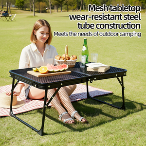 Portable Folding Camping <b>Table</b> Mesh Outdoor Picnic <b>BBQ</b> <b>Table</b> Lightweight Collapsible Steel Desk <b>for</b> Beach Travel - Product Image 2