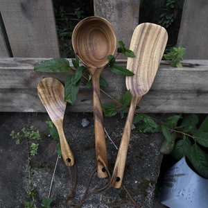 Wooden Spoon And Spatula Set 3 Piece Hand Wash Only Non Stick Cooking Utensils For Kitchen Use - Product Image 1