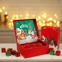 Boîtes en papier rigide de luxe 3D de Noël avec fermeture magnétique, gaufrage et revêtement UV, portables, écologiques et réutilisables pour chocolats, bonbons et foulards