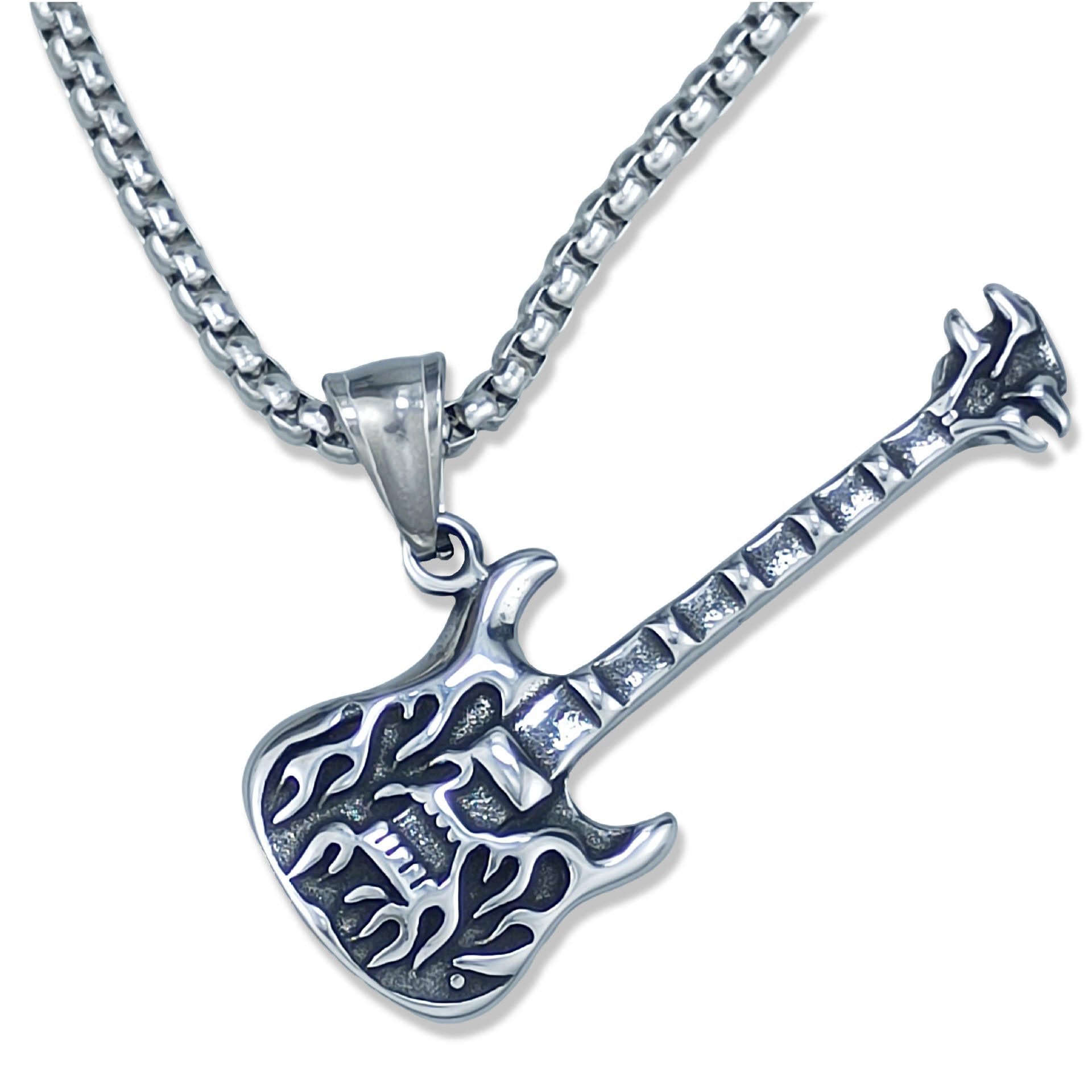 Pendentif unique guitare en argent - sans chaîne 2