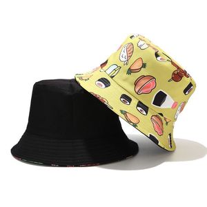Voron — <span class=keywords><strong>casquette</strong></span> de pêcheur puces hamburgers, chapeau de seau réversible, viande poisson imprimé avec motifs amusants, nouveauté, été - Product Image 2