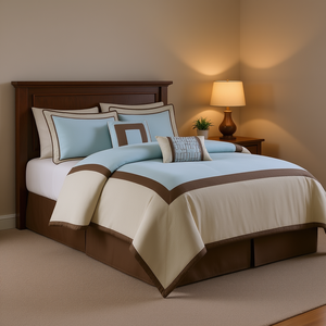 Ensemble de couette tissée florale 7 pièces, taille Queen et King, garnissage en polyester respirant pour chambres, maisons, hôpitaux, hôtels - Product Image 2