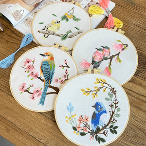 Handy Sewing <span class=keywords><strong>Set</strong></span> Hummingbird Flower <span class=keywords><strong>Cross</strong></span> <span class=keywords><strong>Stitch</strong></span> Starter Kits DIY Bordados Kits com Padrões Instrução Hoop Needles Threads - Product Image 5