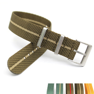 Bracelets de montre en nylon rayé vert <span class=keywords><strong>kaki</strong></span> beige très vendus, une seule pièce, passant 18 mm, 20 mm, 22 mm, bracelet de montre en tissu pour montre lourde - Product Image 1