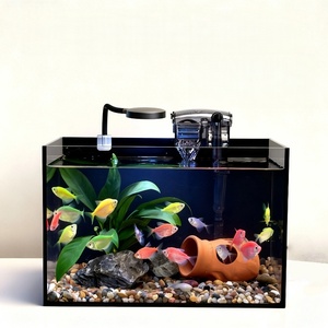 JSD Groothandel Jinjing Modern Ultra Helder Glas 5L Zwarte Achtergrond DIY Bureau <span class=keywords><strong>Aquarium</strong></span> Ecologisch Vis Schildpad <span class=keywords><strong>Aquarium</strong></span> LED Verlichting - Product Image 5