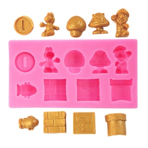 Moule en silicone pour <span class=keywords><strong>décoration</strong></span> de gâteaux et de fondants, forme rectangulaire, jeux classiques de <span class=keywords><strong>Mario</strong></span> en 3D, champignons, bombes, cheminées, labyrinthes - Product Image 1