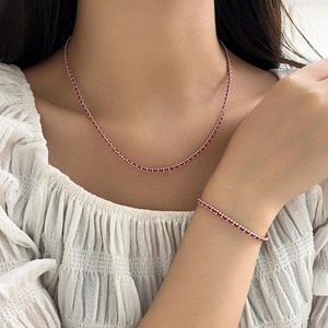 Collar de Plata de Ley S925 con Cuentas Rojas en Forma de Bola, Joyería de Plata 925, Regalo para Mujer, Collares de Moda en Capas - Product Image 2