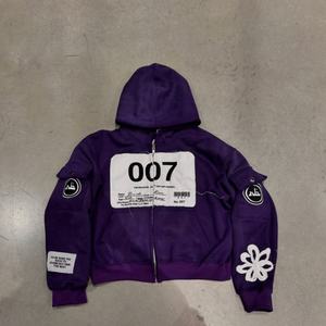 Sudadera con Capucha Personalizada de Estilo Vintage, 100% Algodón, con Apliques Bordados y Diseño Desgastado para Hombre - Product Image 2