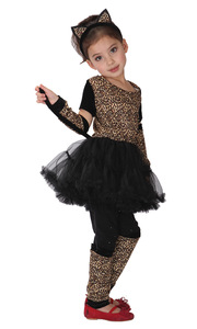 Set Cosplay di animali di Halloween per bambini e ragazze <span class=keywords><strong>leopardo</strong></span> <span class=keywords><strong>Costume</strong></span> da ballo leopardato stampa di fantasia Tutu abito Anime costumi con fascia per orecchio - Product Image 4