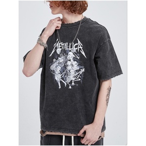 เสื้อยืดลำลองแขนสั้นวินเทจสำหรับผู้ชายเสื้อยืดโอเวอร์ไซส์ผ้าฝ้ายลายกราฟิกโอเวอร์ไซส์ - Product Image 1