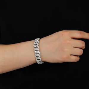Hip Hop Bracelet 15mm Mixed Set T Square Zircon <b>Cuban</b> <b>Chain</b> Men's Bracelet Tanjing Fashion Lijing Necklace - Product Image 4