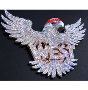 Collier Pendentif Lettre Personnalisée 3D Aigle Plaqué Or Moissanite VVS Iced Out Hip Hop Bijoux - Product Image 5