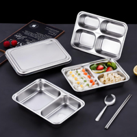 Plateau repas compartimenté 5 sections en acier inoxydable YITIAN SUS 304 – Assiette à déjeuner, assiette pour enfants, vaisselle