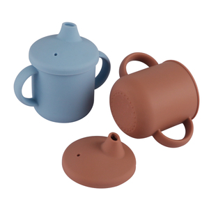 新入荷 認証済み BPAフリー 環境に優しいシリコン製ベビーボウル ダブルイヤーカップ 吸盤付き ティーカップ＆ソーサー キッズ用 - Product Image 1