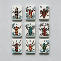 Jeu de Mahjong Américain Personnalisé Thème Plage et Surf, 160 Pièces, Motif Palmiers Tropicaux, Jeu de Société