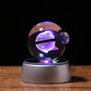 Boule de cristal Jigglypuff de 50 mm 80 mm, veilleuse, style féerique, peinture transparente, décoration d'intérieur - Product Image 1