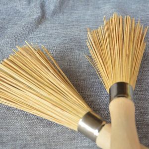 Bamboo Pot Scrubber Natural Long Handle <b>Round</b> Kitchen Cleaning Tool Dishwashing <b>Brush</b> - Product Image 2