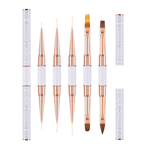 Pinceau à ongles double extrémité 2 en 1 pour liner, rayures, ombrage, gel plat, rond, 3D, acrylique, pour nail art - Product Image 1