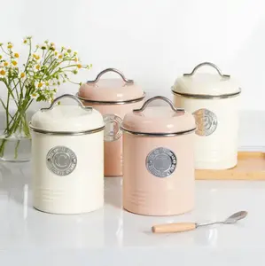 Conjunto de 3 potes decorativos para cozinha com tampa, venda imperdível